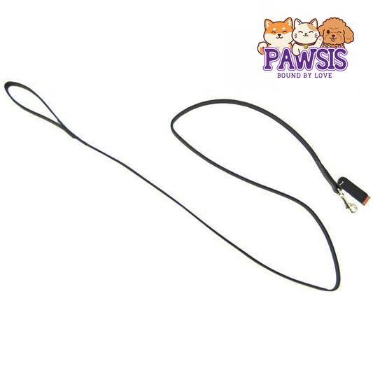Pawsis - Leather Lead - 6' Long - Black - 6' Long x 3/8" Wide