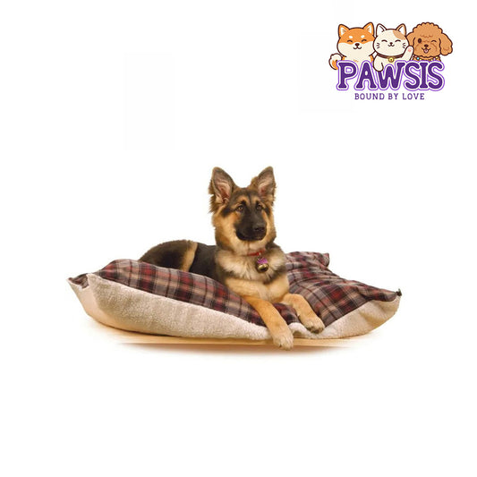 Pawsis - Flannel Sherpa Bed, Burgundy